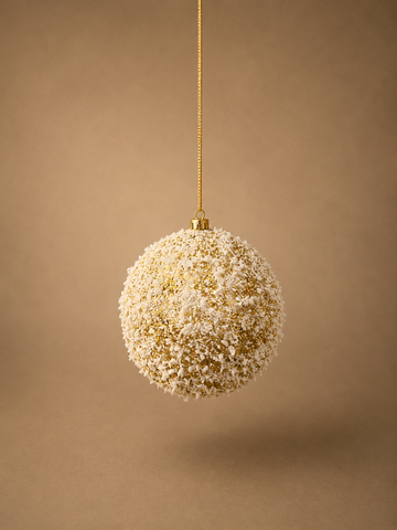 Snowy Gold Christmas Bauble