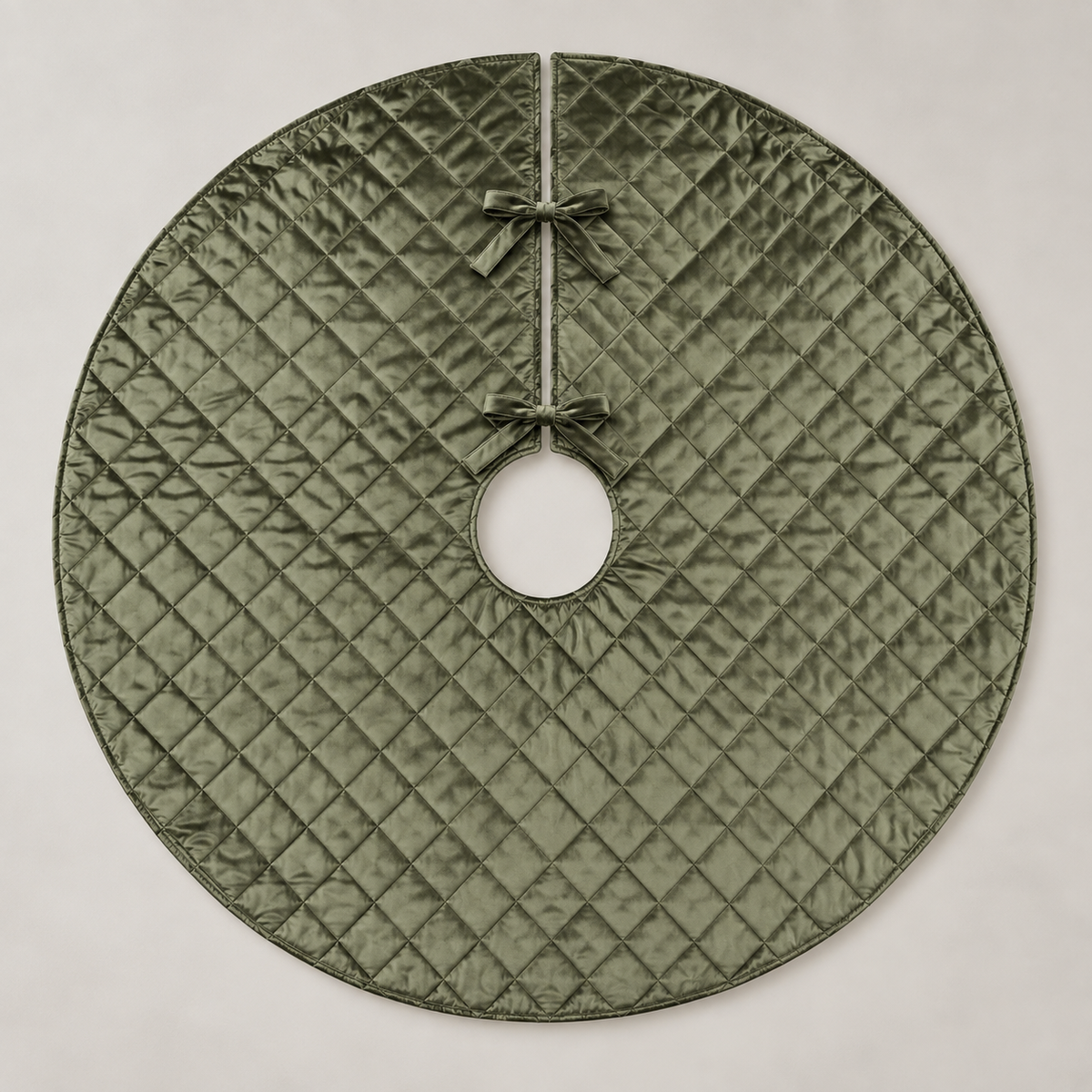 Olive Green Quilted Christmas Tree Skirt