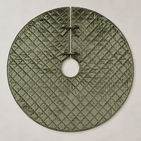 Olive Green Quilted Christmas Tree Skirt