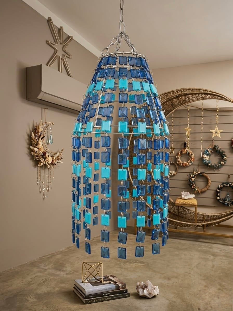 Blue Beaded Chandelier