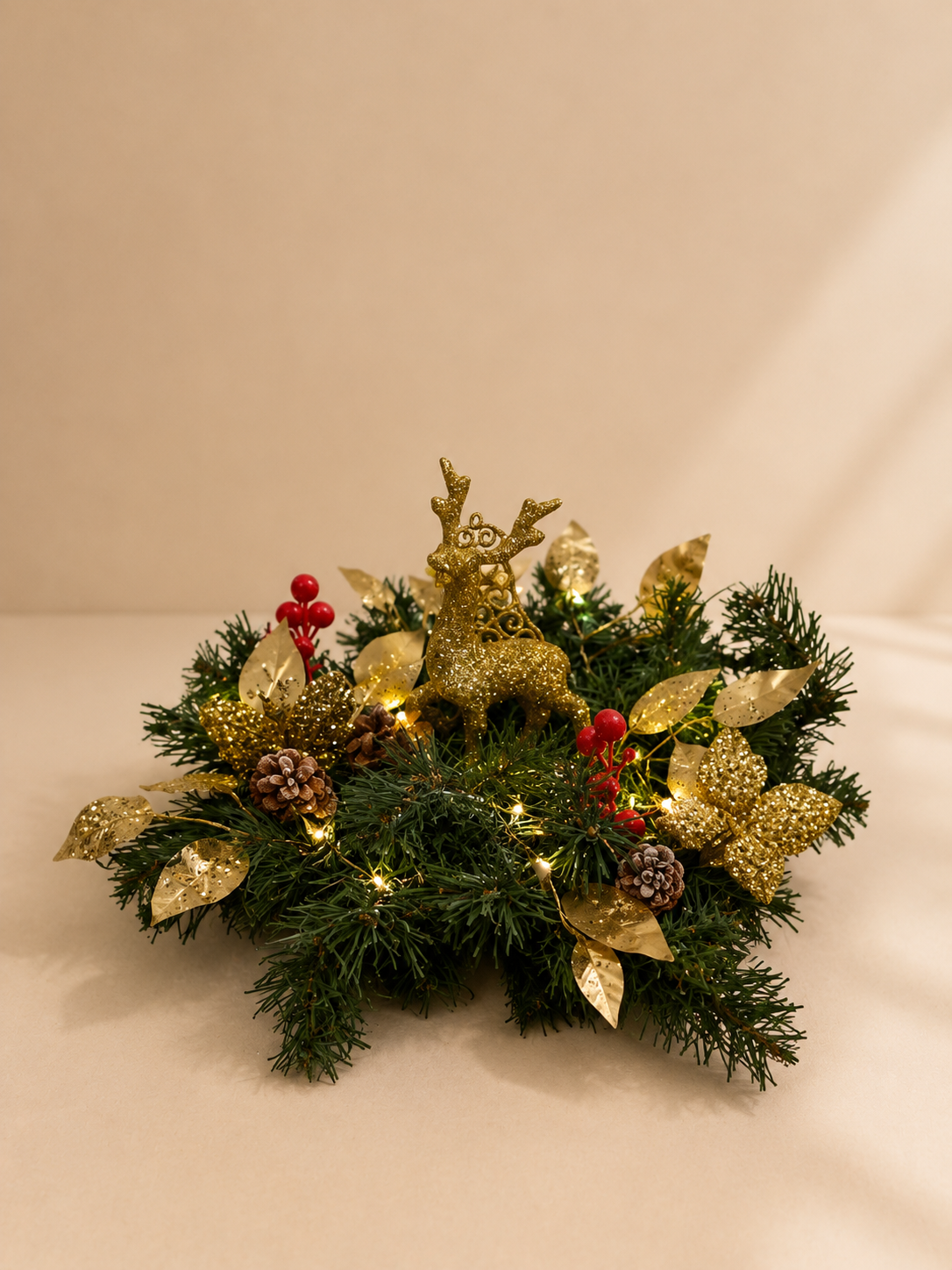 Golden Reindeer Glow Centerpiece