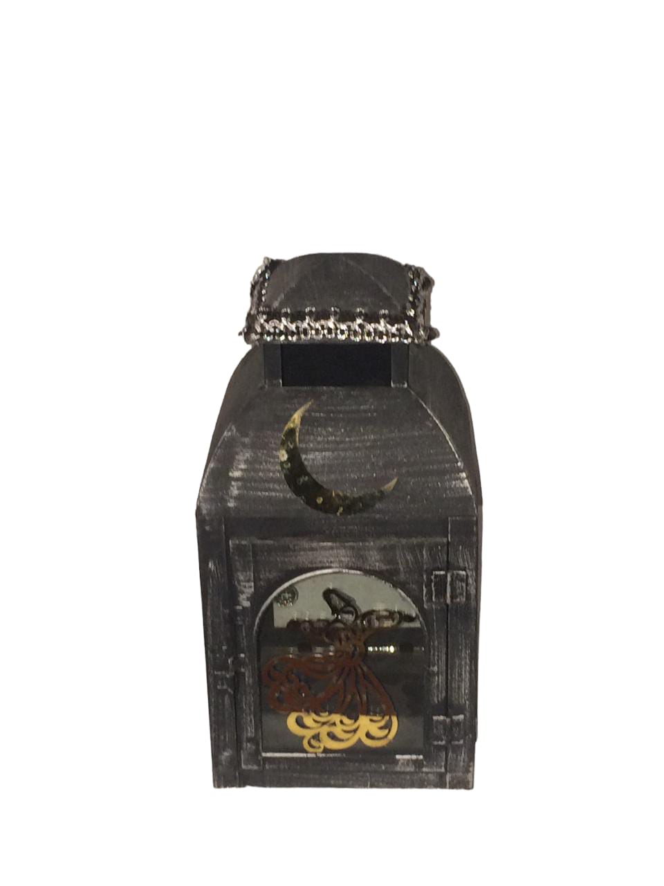 Vintage Dark Grey Ramadan Lantern 15 x 28 cm