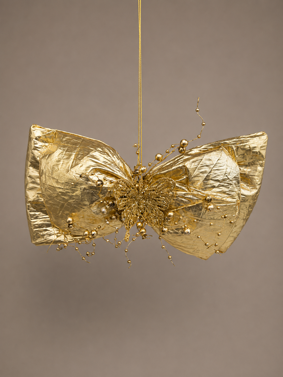Gold Butterfly Christmas Bow