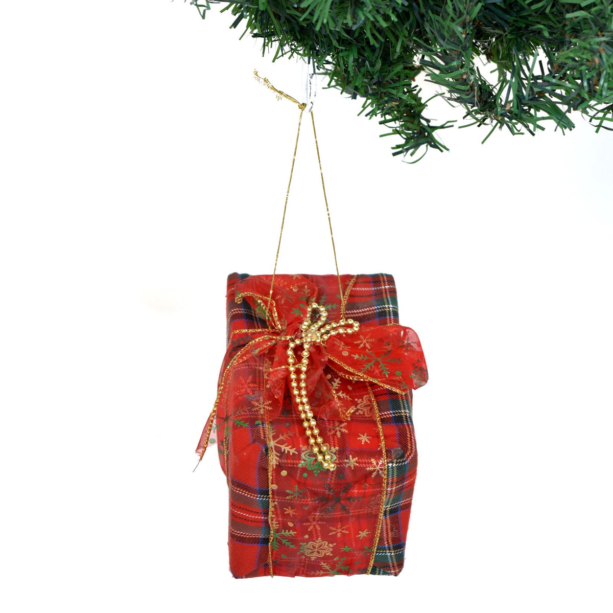 Red plaid Gift Christmas Ornament