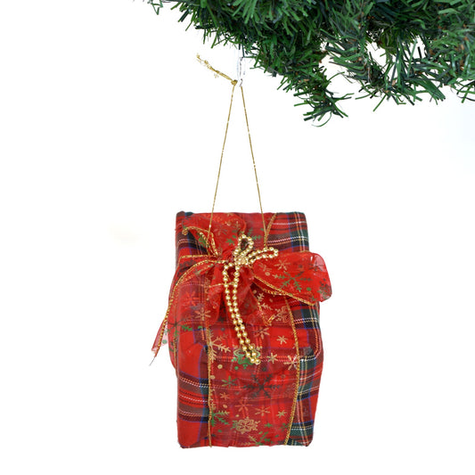 Red plaid Gift Christmas Ornament