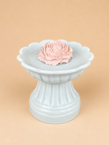 Floral LED Candle on Ceramic Pedestal