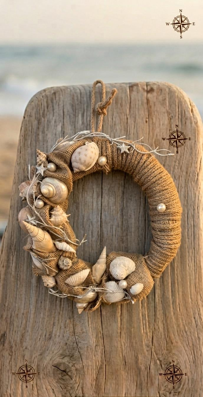 Natural Shell Burlap Wreath
