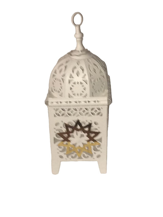 White & Gold Ramadan Lantern 15 x 37 cm