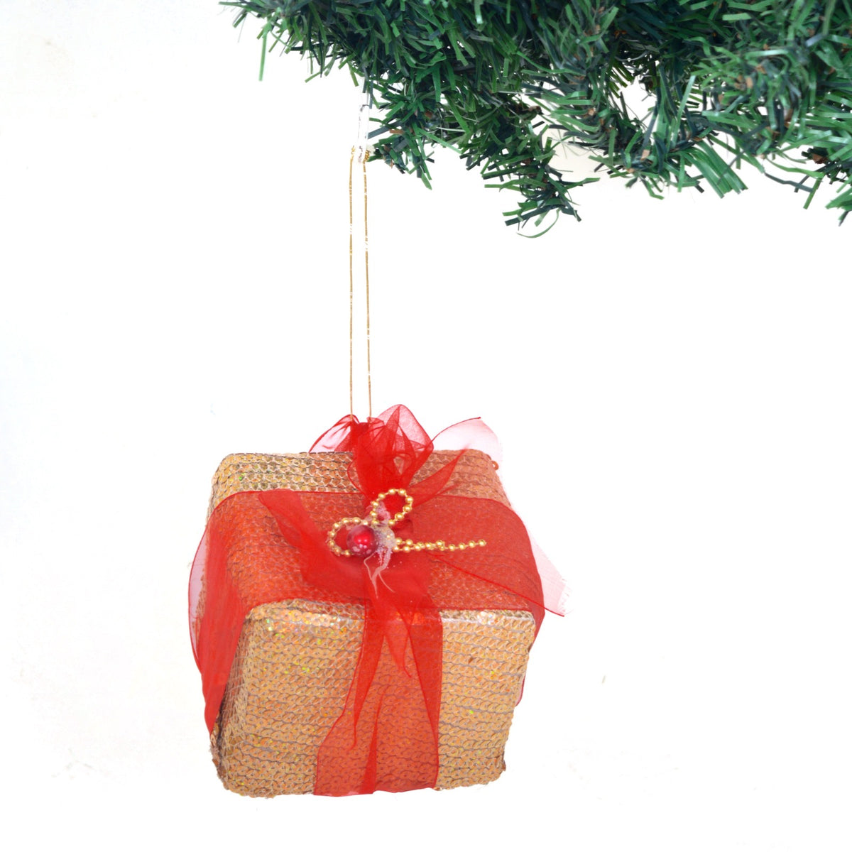 Golden Gift Christmas Ornament