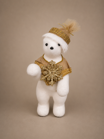 Christmas Polar Bear with Gold Snowflake