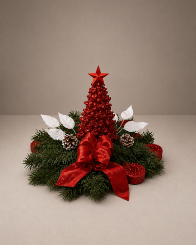 Red Bow Christmas Tree Centerpiece