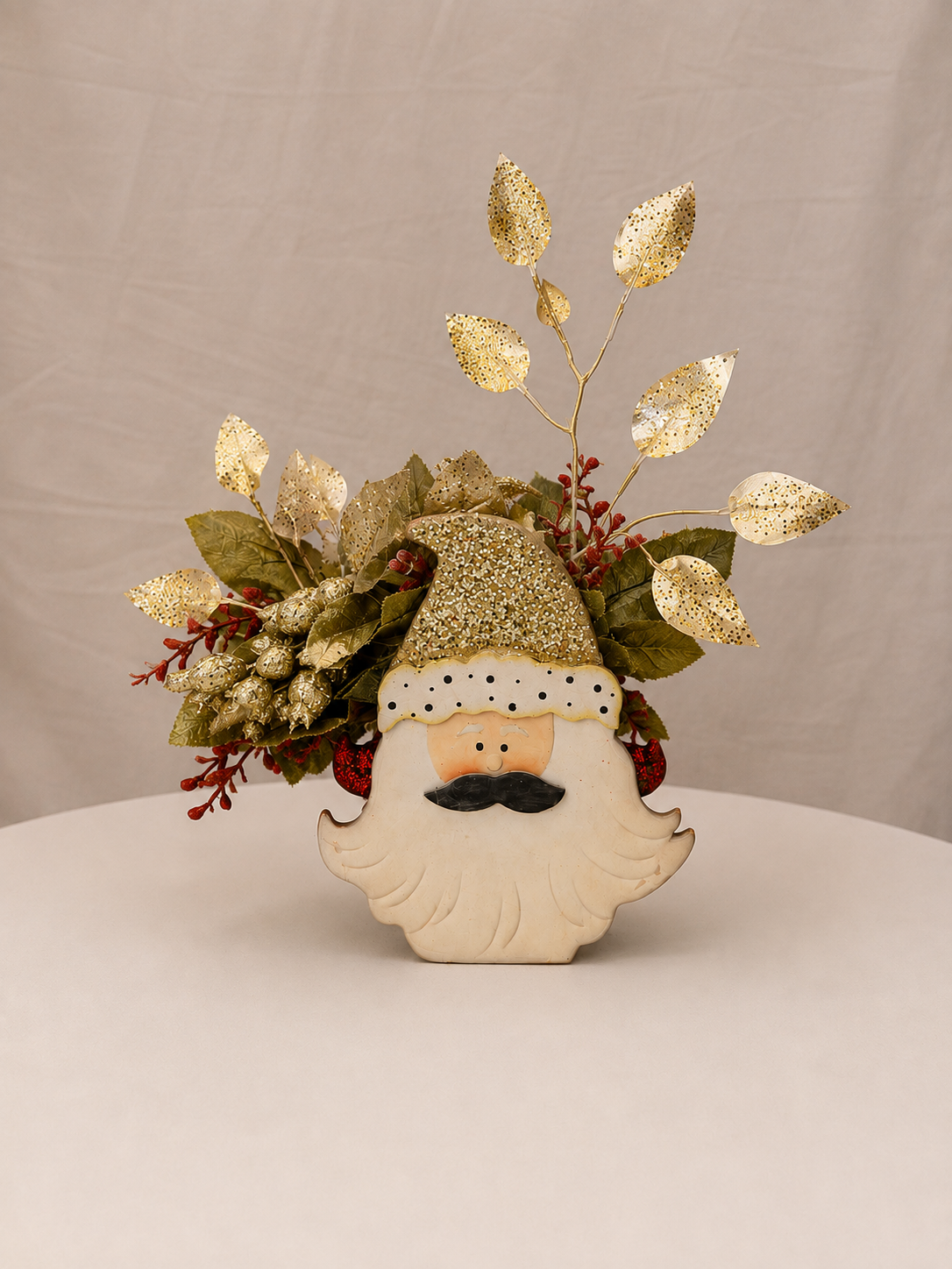 Gold Santa Christmas Arrangement