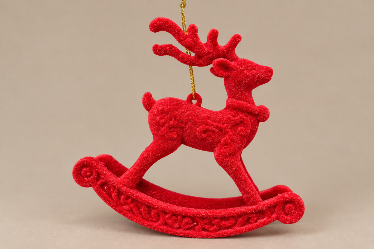 Red Velvet Rocking Reindeer Ornament