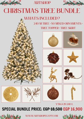Bronze Frost Christmas Tree Bundle – 2.40m (With Lights)