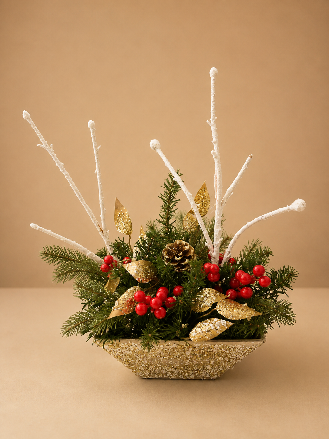Frosted Branch Christmas Centerpiece