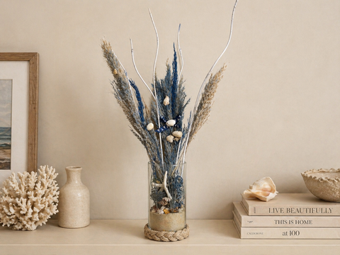 Coastal Blue Dried Vase