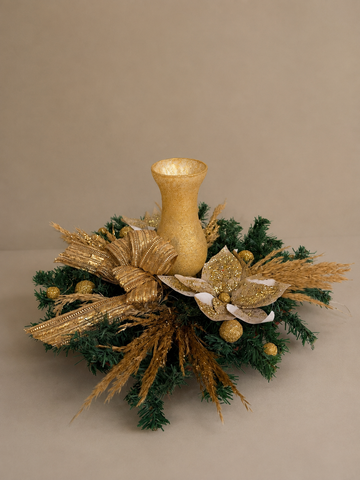 Golden Christmas Candle Centerpiece