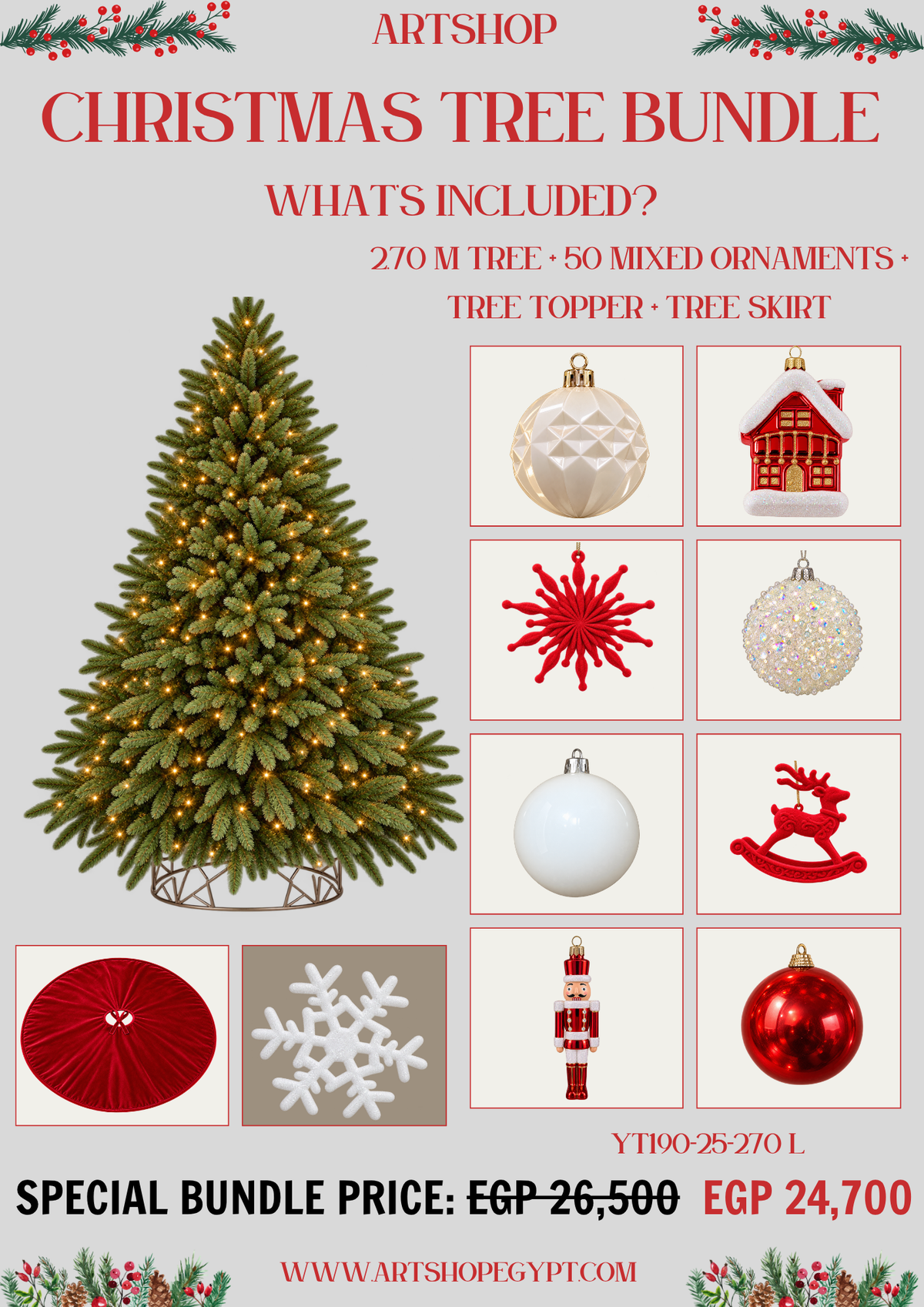 Christmas Cheer Tree Bundle – 2.70m (With Lights)
