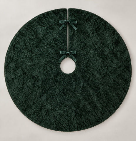 Green Plush Christmas Tree Skirt