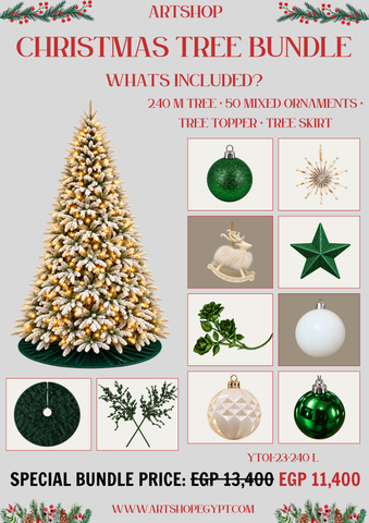 Emerald Frost Christmas Tree Bundle – 2.40m (With Lights)
