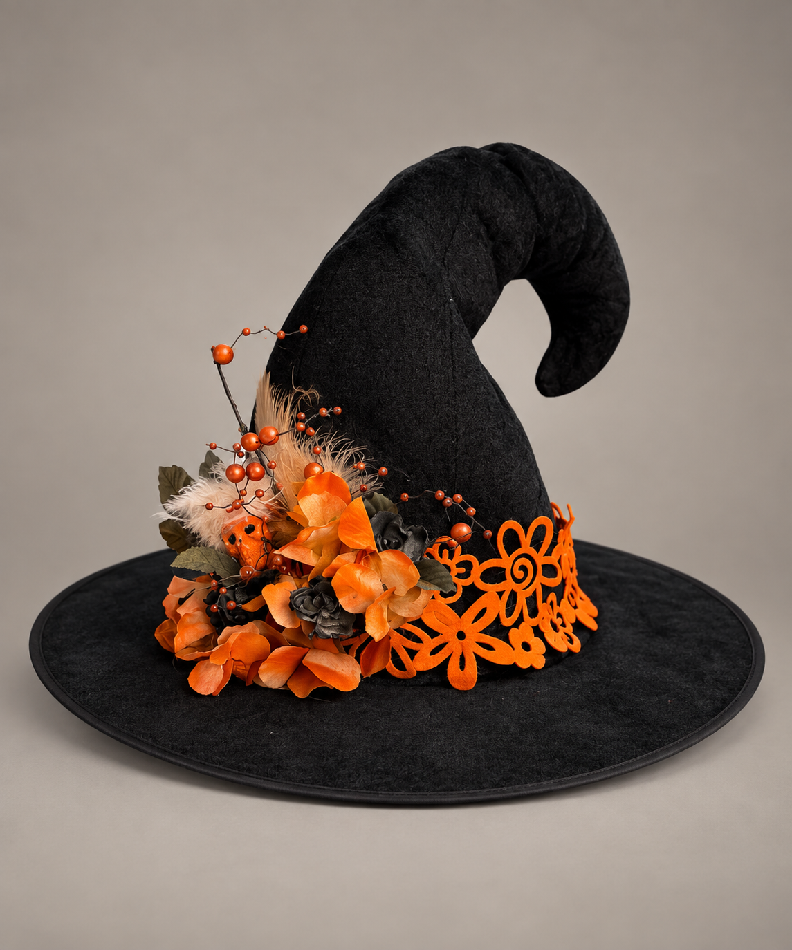 Orange Floral Witch Hat