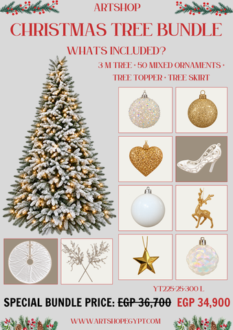 Winter Pearl Christmas Tree Bundle – 3.00m (With Lights)