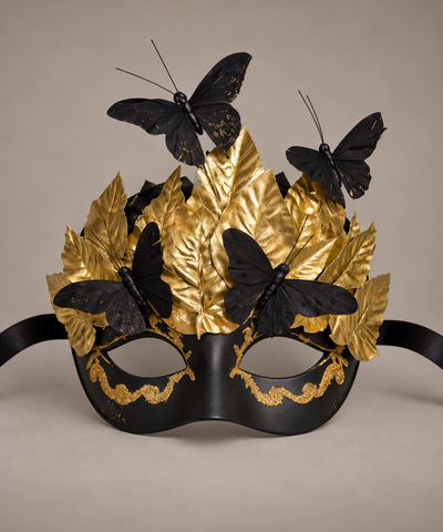 Black & Gold Butterfly Masquerade Mask
