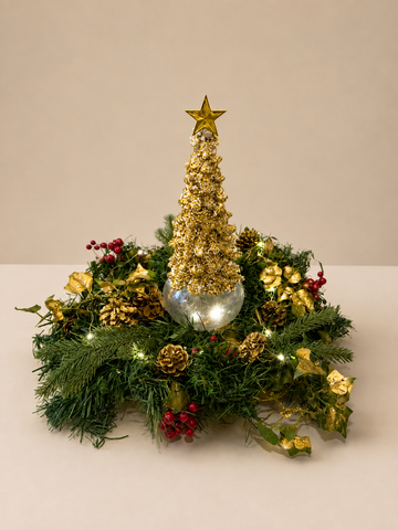 Light-Up Gold Tree Christmas Centerpiece
