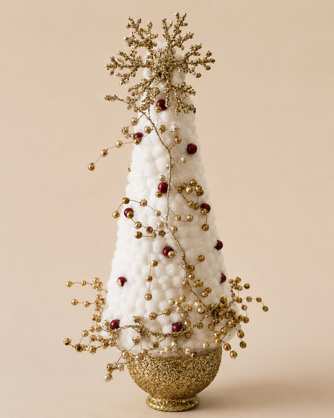 White & Gold Cone Christmas Tree