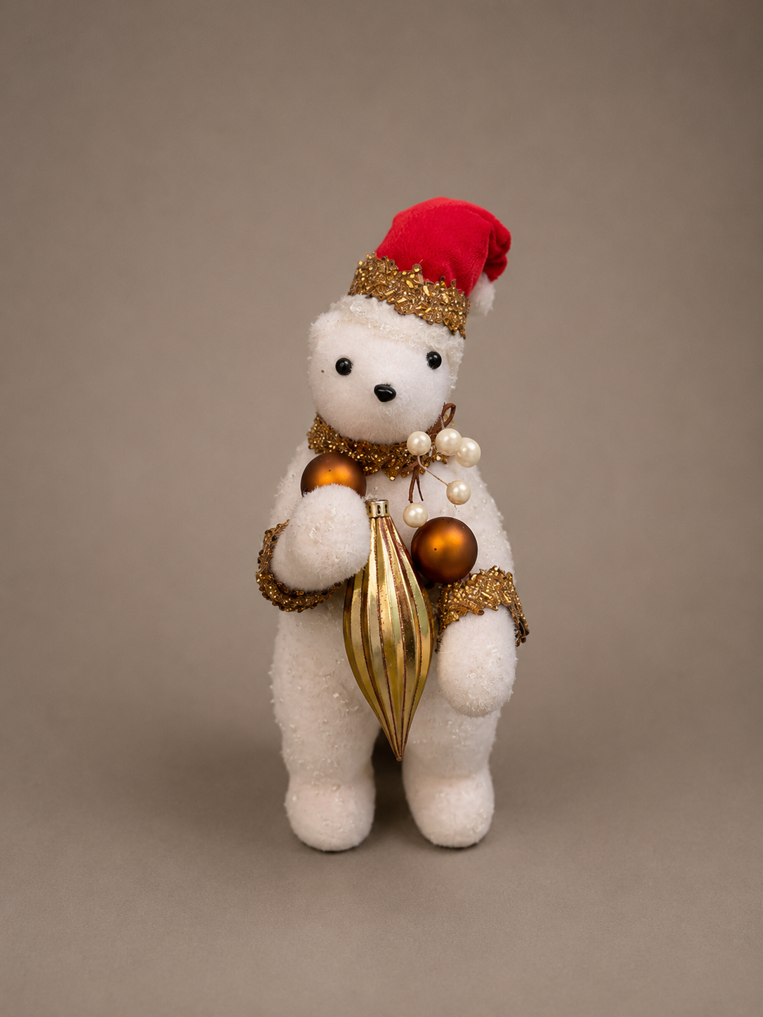 Christmas Polar Bear with Gold Ornament