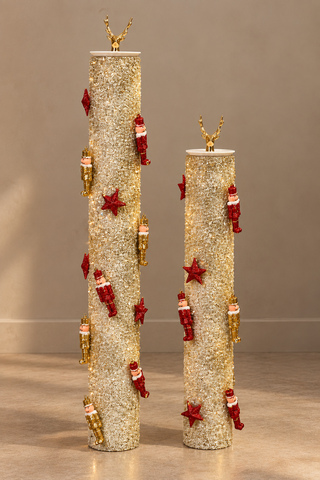 Golden Nutcracker Christmas Glass Columns