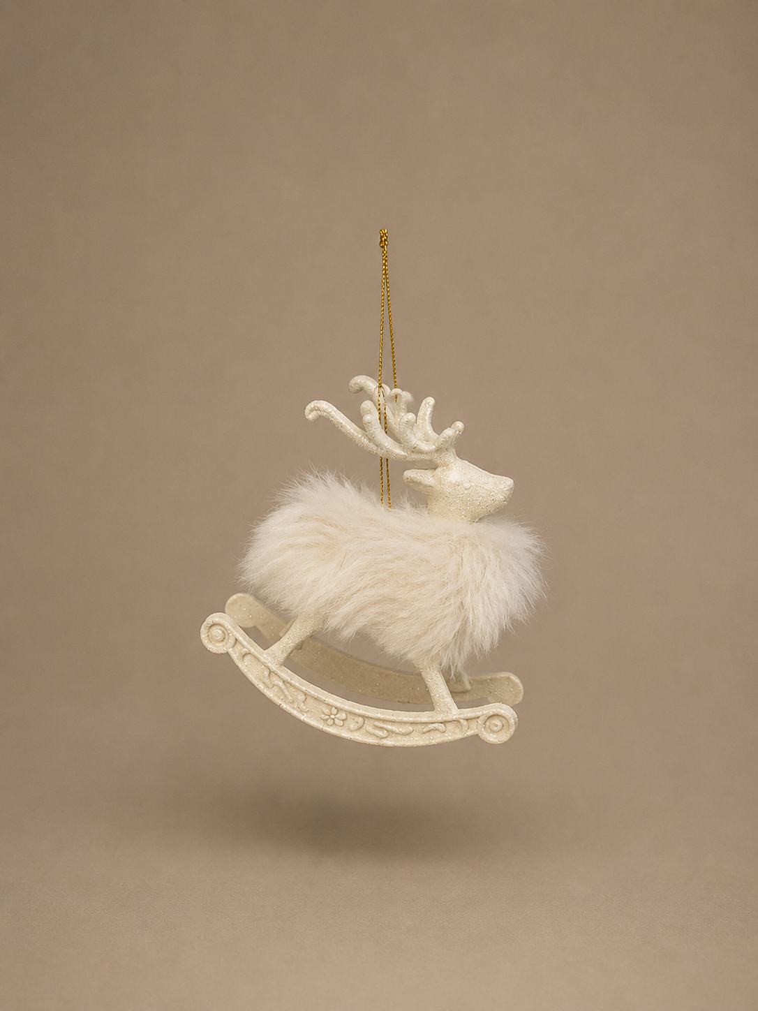White Rocking Reindeer Ornament