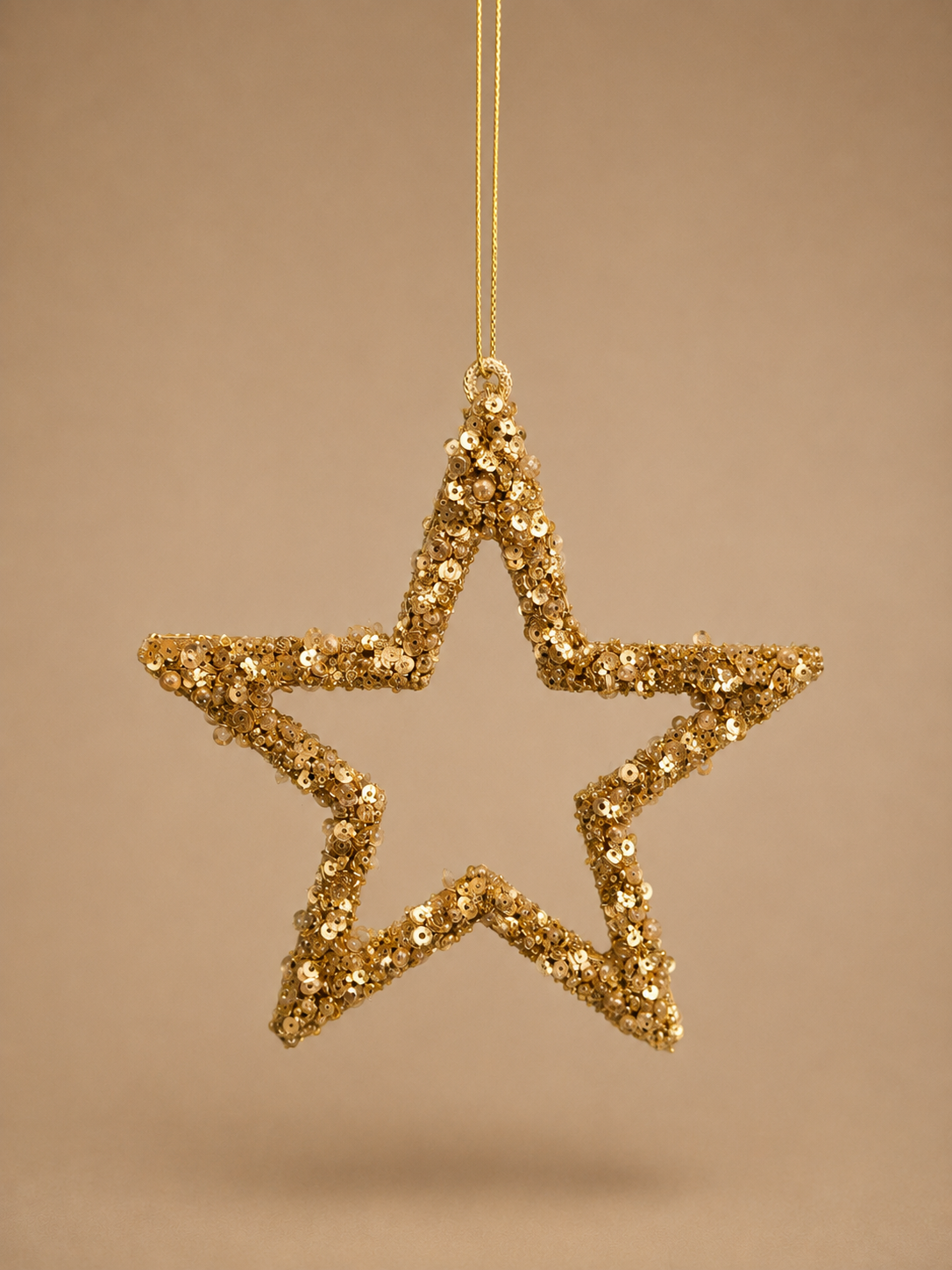 Champagne Gold Sequin Star Ornament