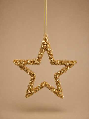 Champagne Gold Sequin Star Ornament