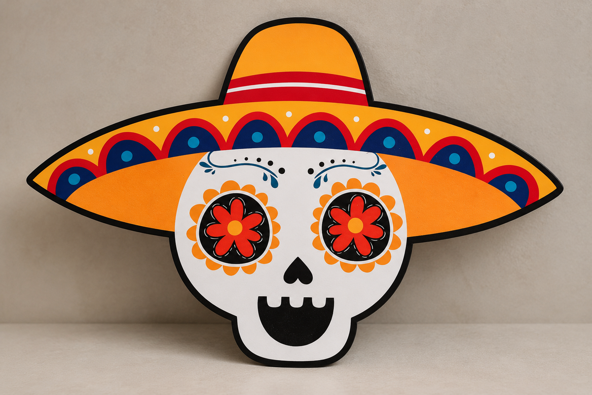 Day of the Dead Sombrero Skull Decoration