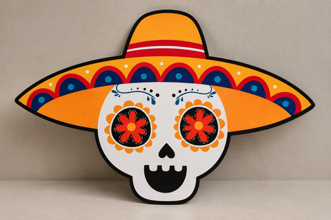 Day of the Dead Sombrero Skull Decoration