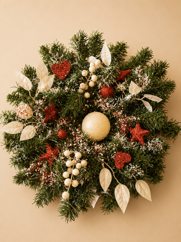 Red & Ivory Christmas Wreath