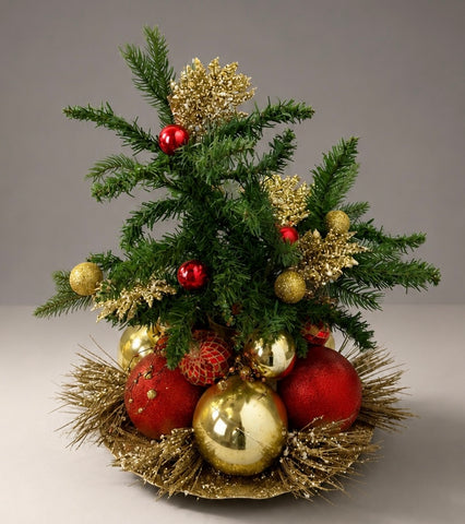Red & Gold Christmas Ornament Arrangement
