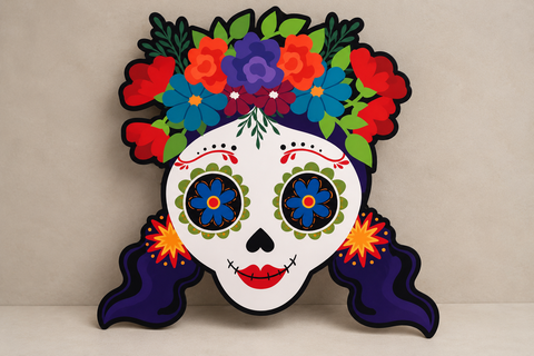 Day of the Dead Floral Skull Decoration