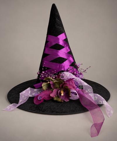 Purple Floral Witch Hat