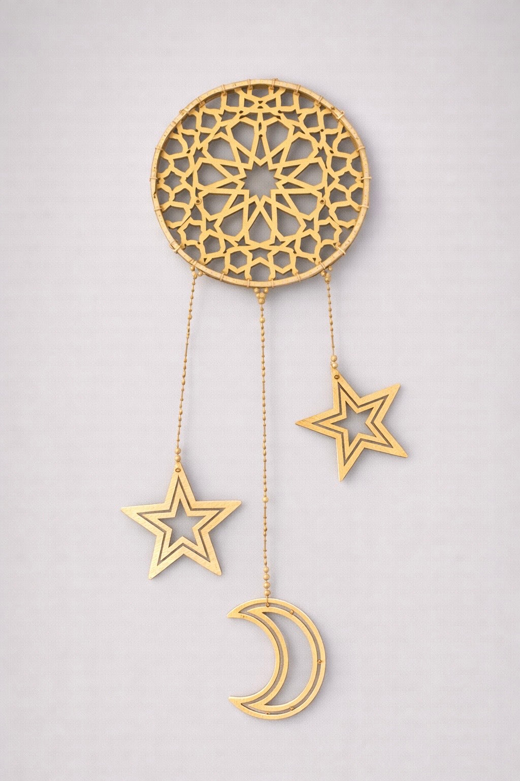 Wood geometric Moon & Star Wall Hanging
