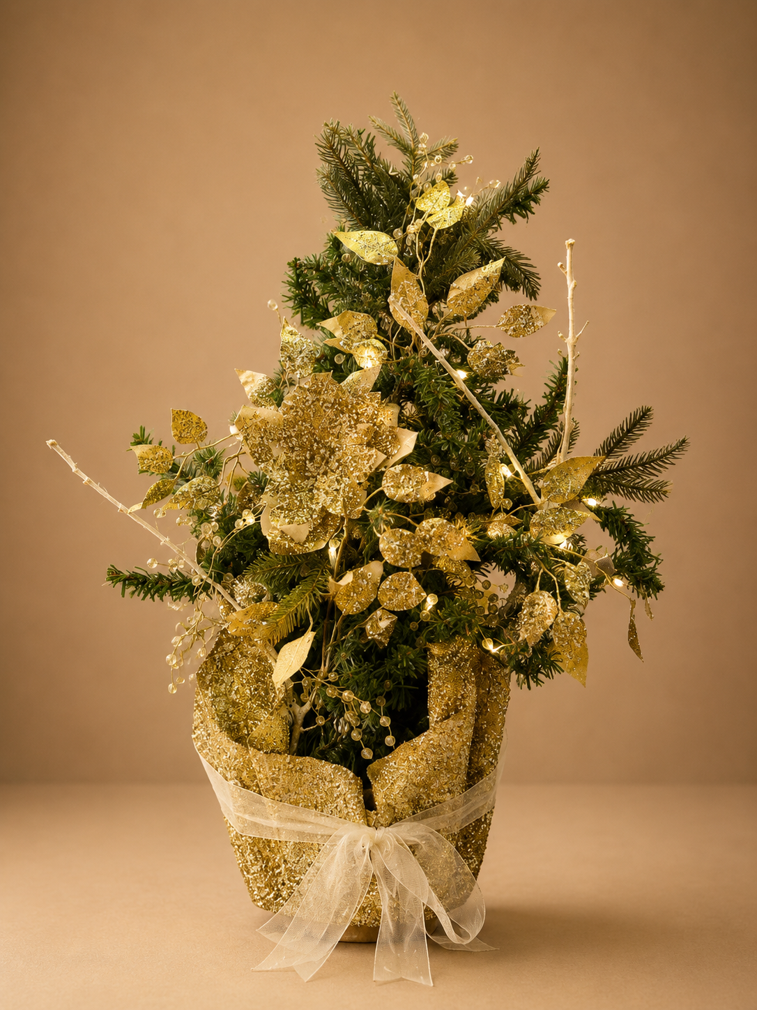 Gold Light-Up Christmas Arrangement