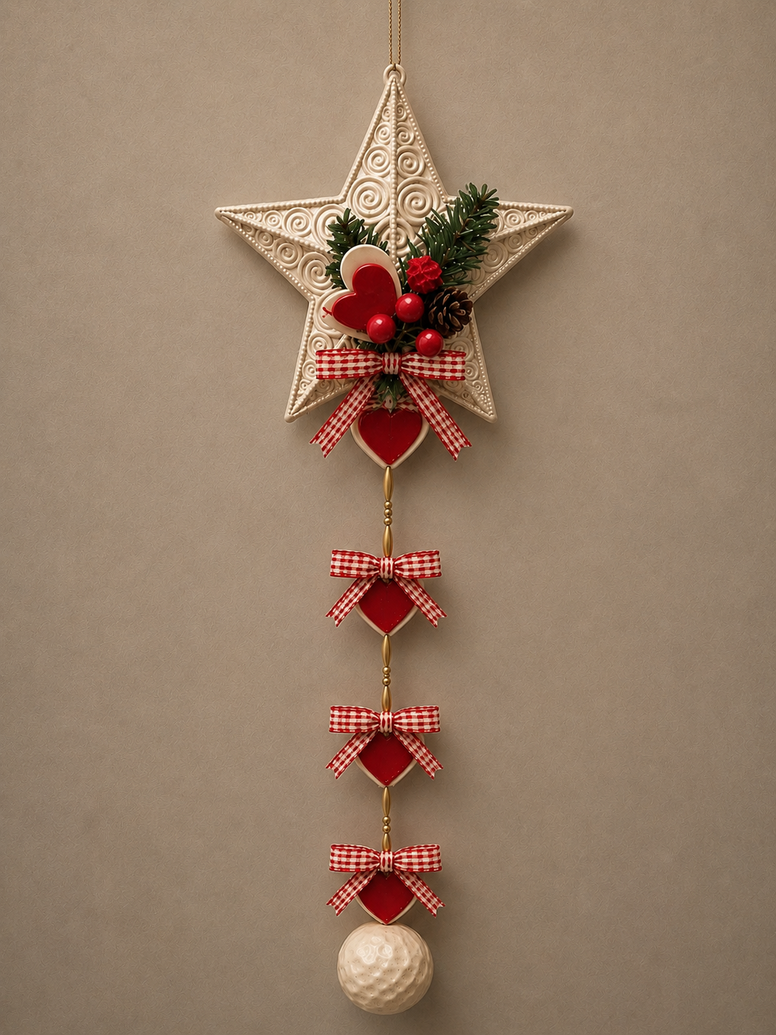 Christmas Star & Hearts Hanging Decoration