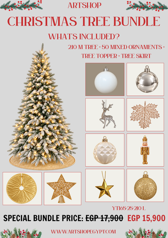 Champagne Frost Christmas Tree Bundle – 2.10m (With Lights)