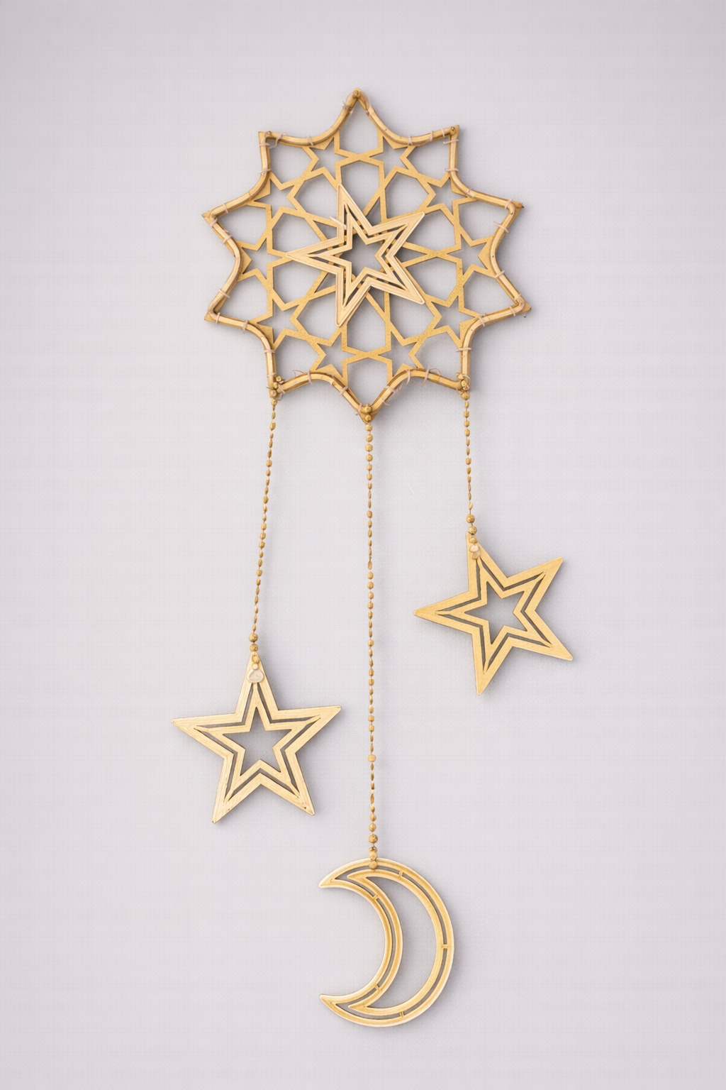 Wood geometric Star Moon & Star Wall Hanging