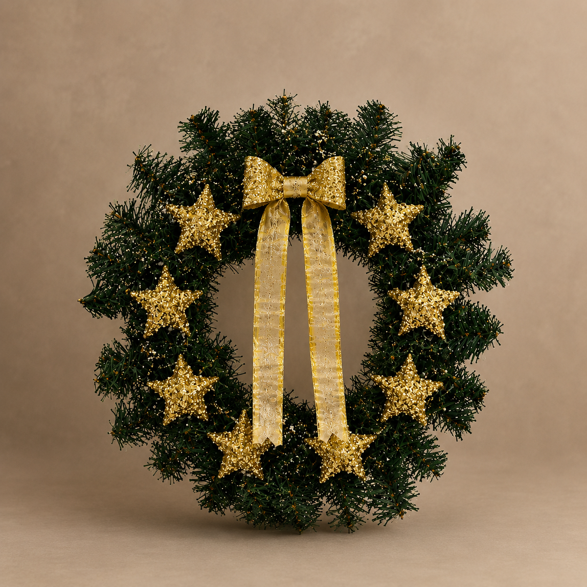 Golden Star Christmas Wreath