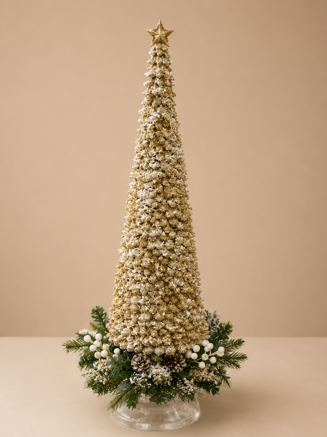 Frosted Gold Cone Christmas Tree