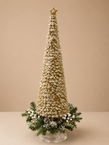 Frosted Gold Cone Christmas Tree