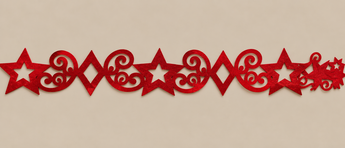 Red Star & Swirl Christmas Garland