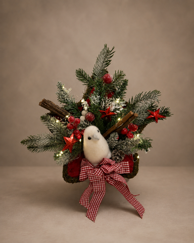 Winter Bird Christmas Arrangement